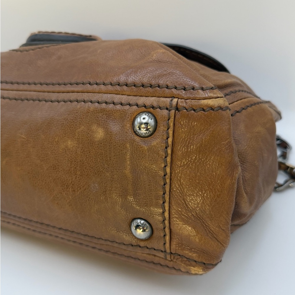Prada Tan Leather Chain Shoulder Bag - Picture 9 of 13